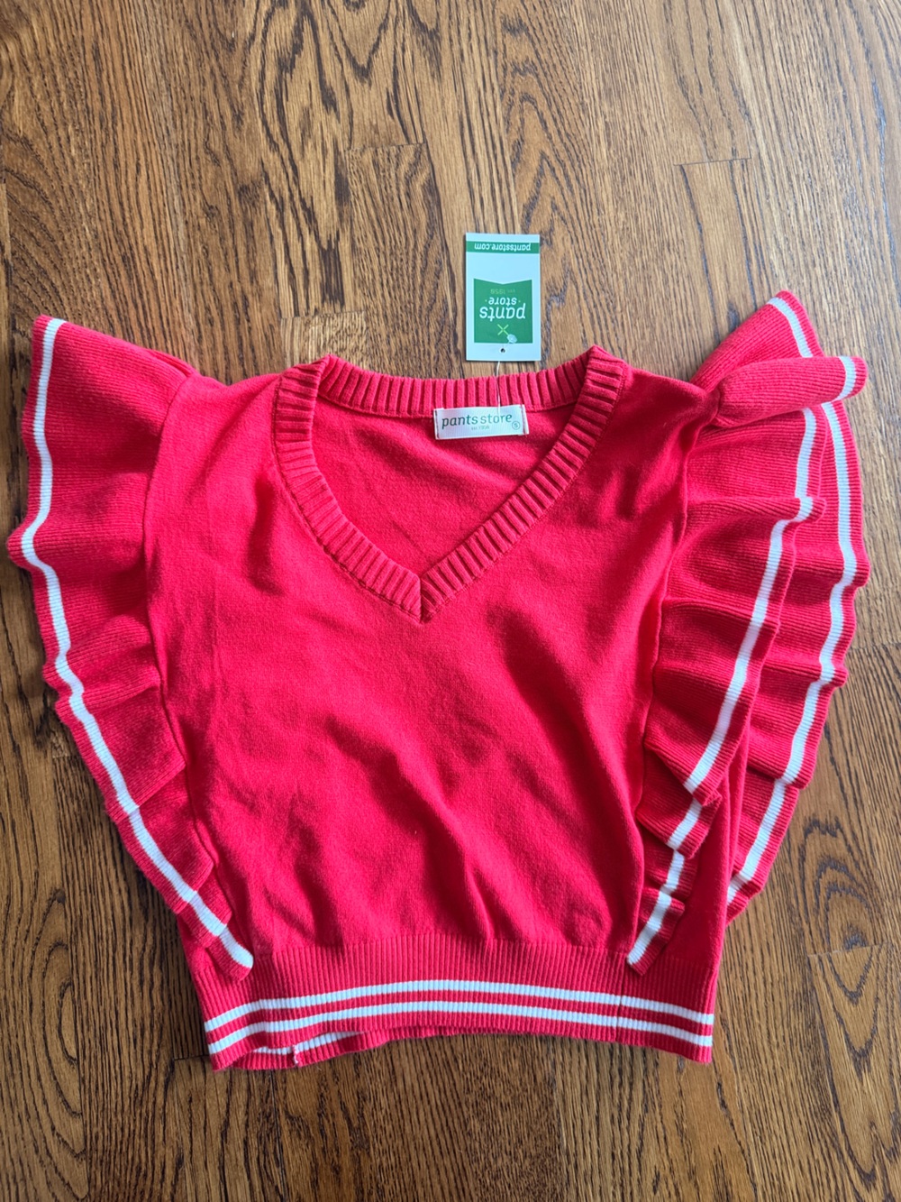 NWT Red v neck sleeveless flutter Sleeve Sweater fairycore, preppy Small
